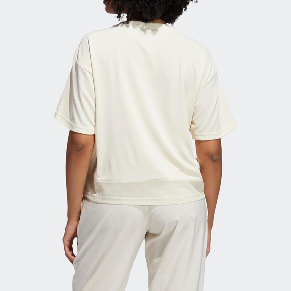 Adidas TRN T HEAT.RDY 女 短袖 上衣 透氣 反光細條 短版 愛迪達 米白 [GR8223], , large