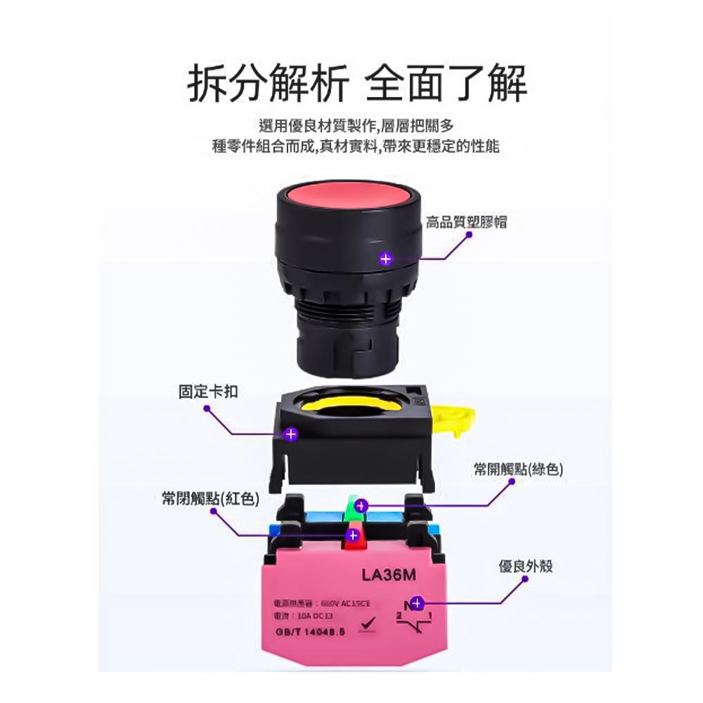 緊急停止用按鈕開關1/NC, , large