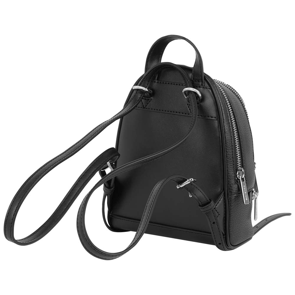 Michael Kors Rhea 銀字粒紋皮革拉鍊迷你後背包(黑色), , large