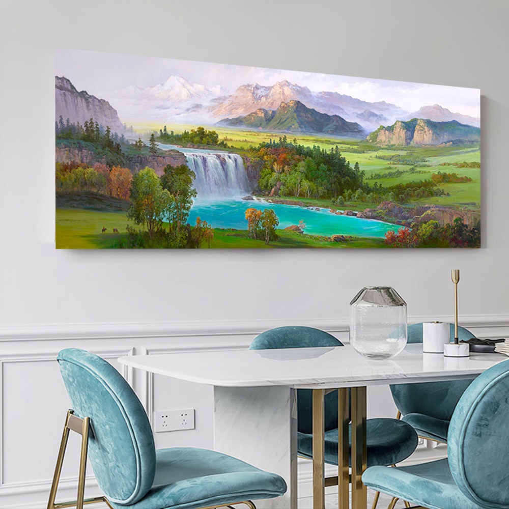 【御畫房】青山綠水 國家一級畫師手繪油畫60×120cm(VF-47), , large