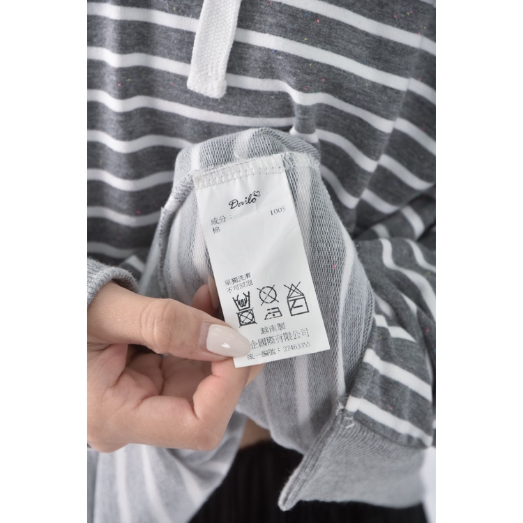 (F) dailo質感棉質純棉連帽灰色長袖上衣二手衣, , large