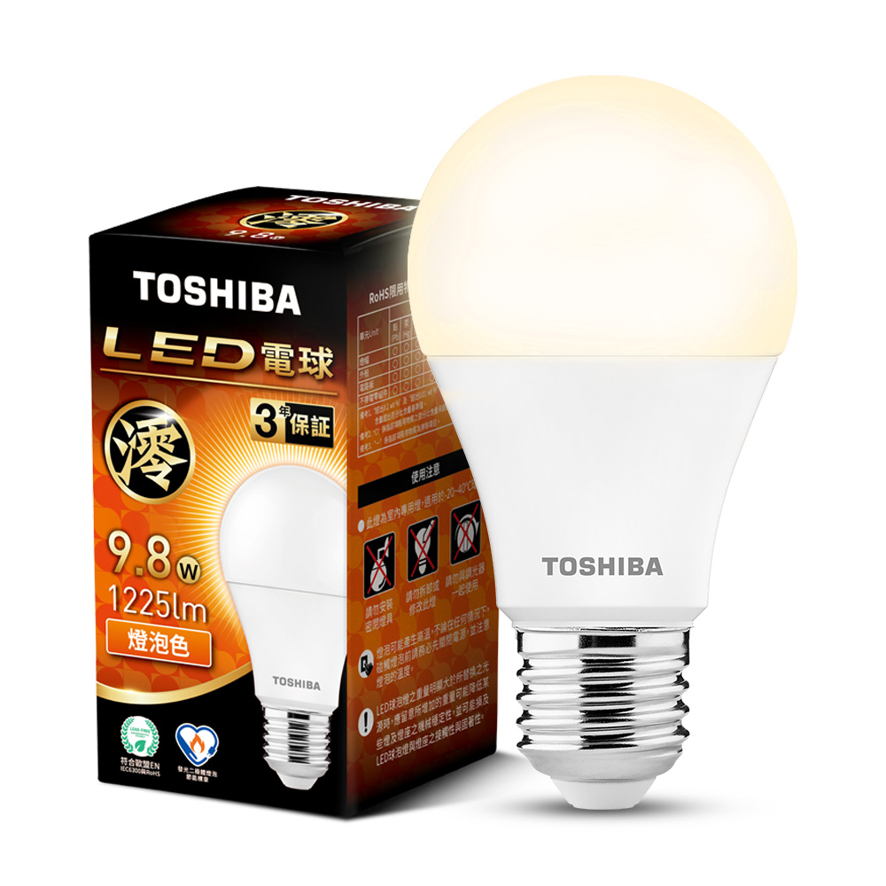 【TOSHIBA】60-pack Mio Series LED Bulbs, 9.8W, 3-year warranty, high lumen output, energy-saving label (bulb color), , large