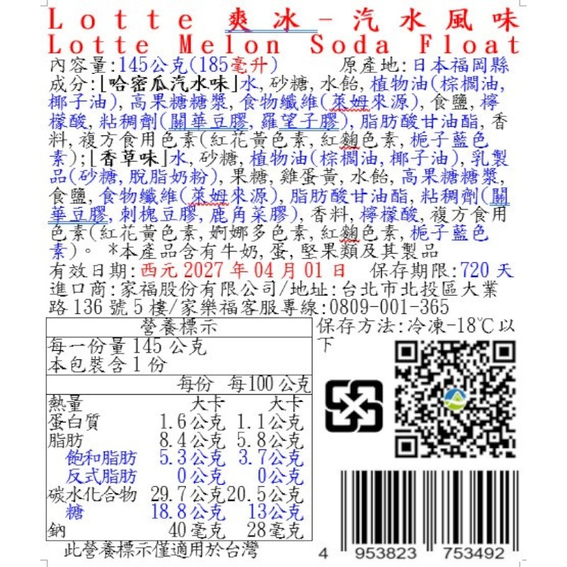 Lotte Melon Soda Float, , large