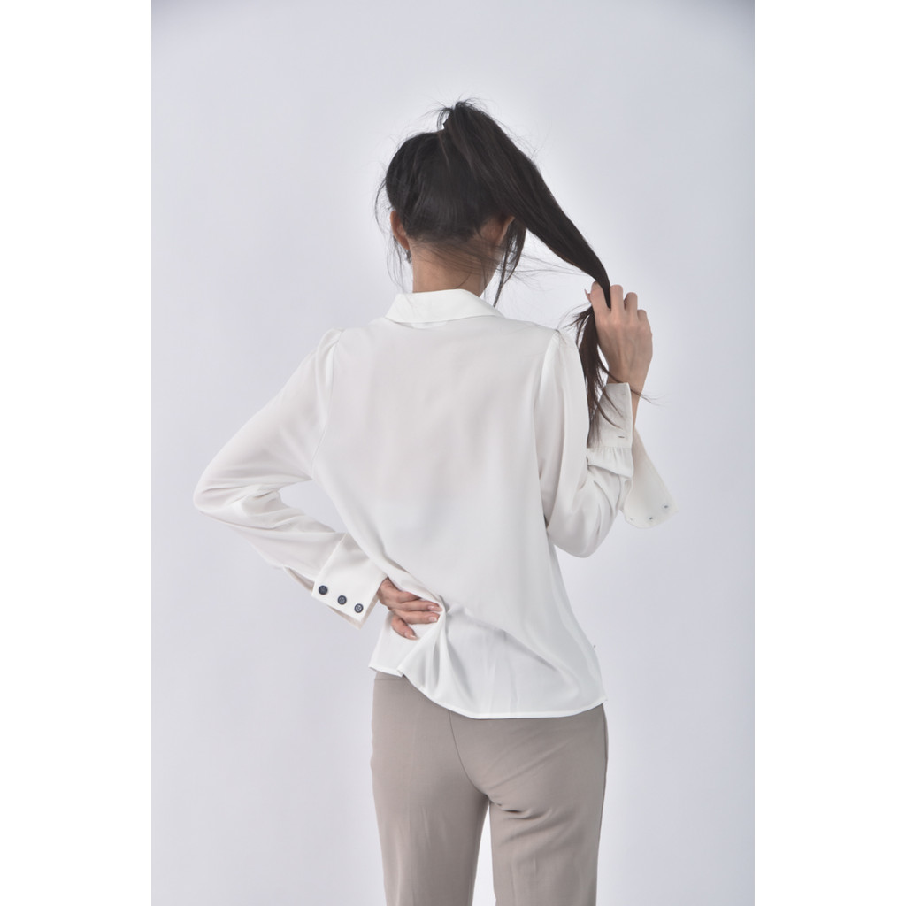 (M) kinloch anderson質感格紋白色長袖上衣二手衣, , large