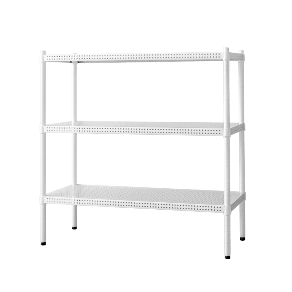 【Y HOUSE】90x35x90公分 沖孔板三層架 洞洞板層架 鐵架 -烤漆白