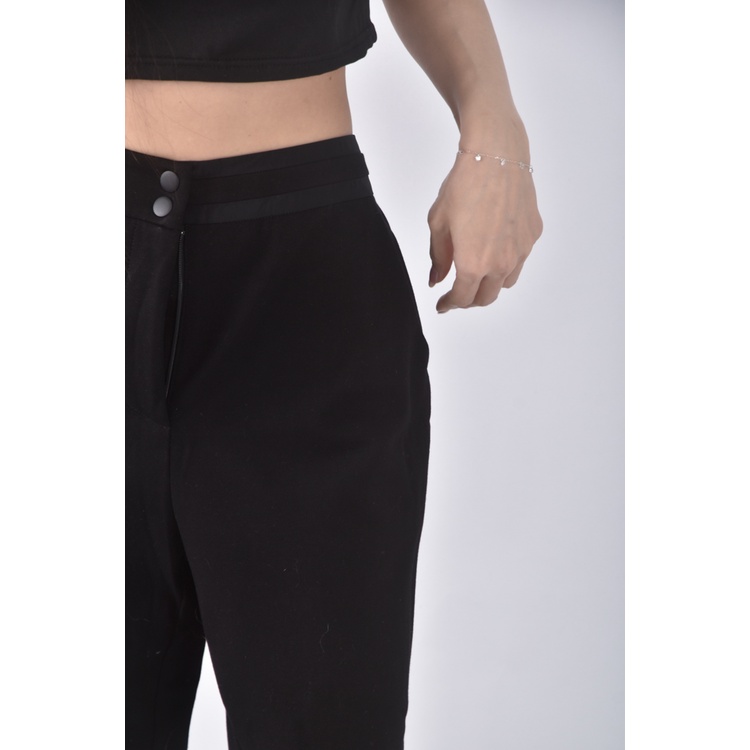 (3XL) key wear高腰質感黑色長褲二手衣, , large