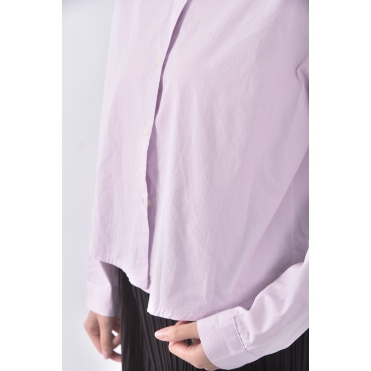 (S) chemi韓牌質感修身短版粉色襯衫上衣二手衣, , large