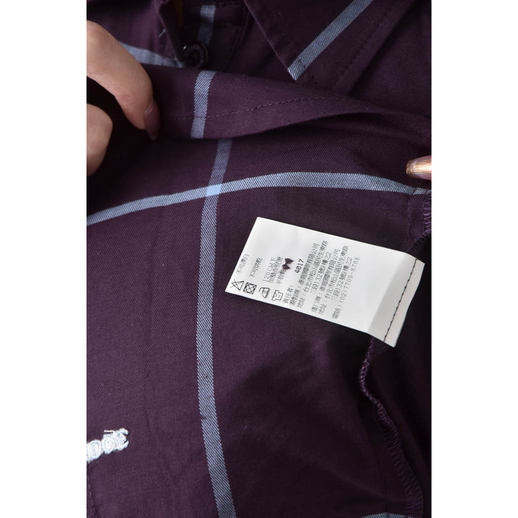 (S) knights bridge棉質格紋紫色短袖上衣二手衣, , large