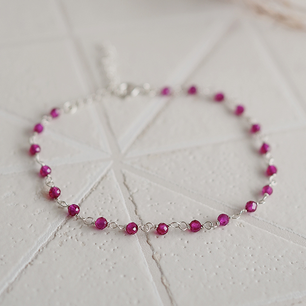 Garnet Curtain Sterling Silver Bracelet, , large