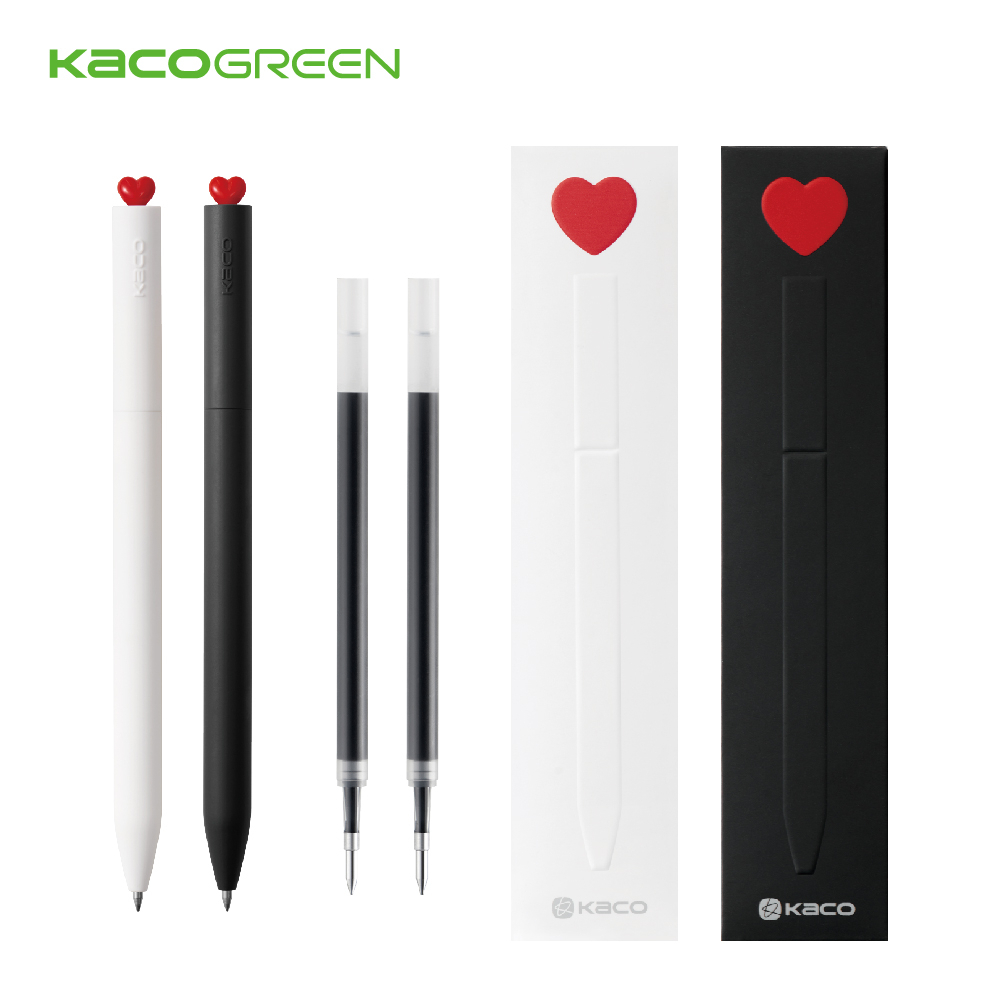 【KACO】初心0.5黑色旋轉中性筆組  黑筆 筆芯 立體愛心 旋轉式 告白 禮物 情人 高顏質 筆記 手帳*初戀白