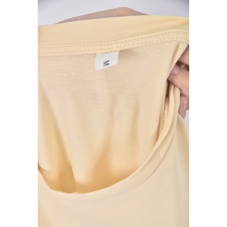 (S) 質感線條杏色短袖上衣二手衣, , large