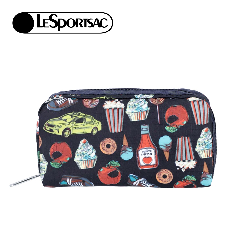 |快速出貨|Lesportsac Rectangular Cosmetic 長形化妝包/ 紐約美食插畫風
