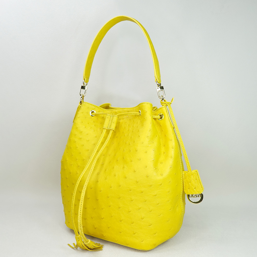 【M2ND】Ostrich bucket bag-Yellow, , large