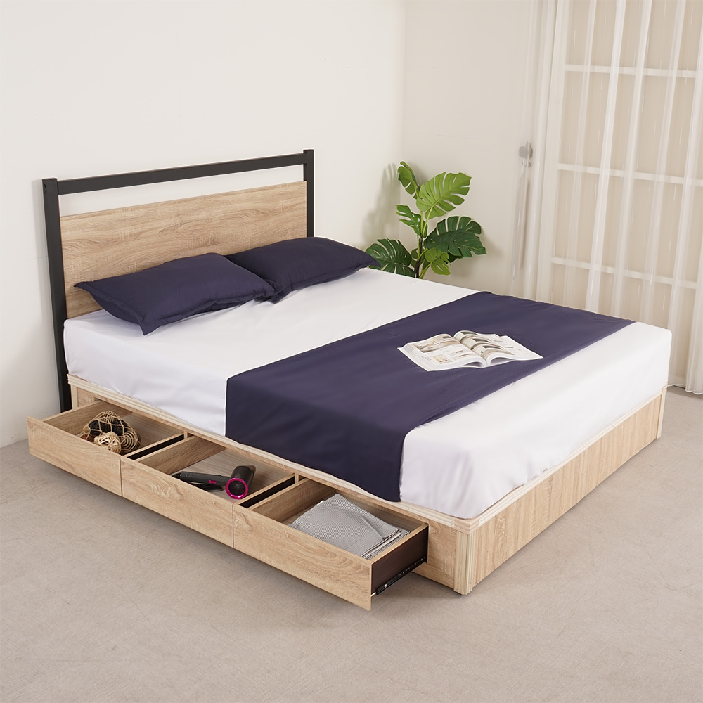 【Homelike】喜家居雙人加大6尺六抽床組(梧桐木)(2228)