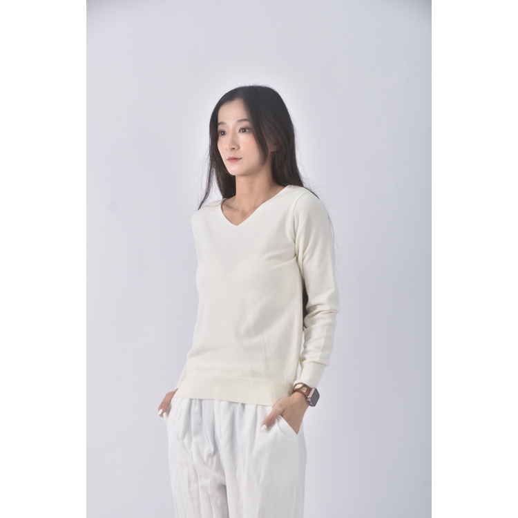 (S) tout va bien質感V領杏色長袖上衣二手衣, , large