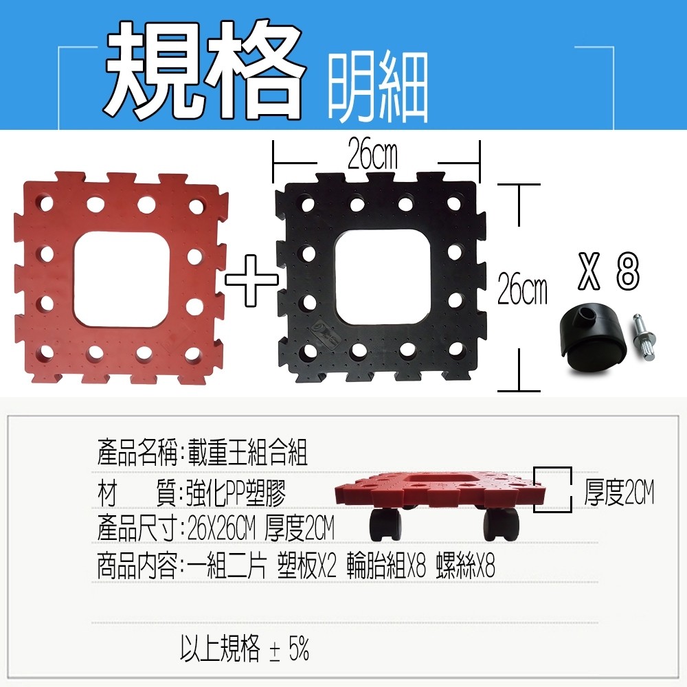 GS MALL 台灣製造 耐衝擊滑輪棧板 推車 板車 拖板車 棧板 高硬度棧板 滑輪棧板 烏龜車, , large