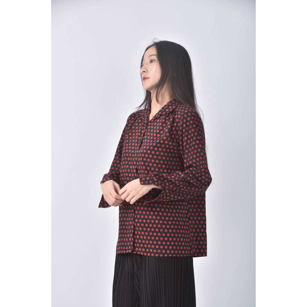 (L) elegance排扣紅色長袖上衣二手衣, , large