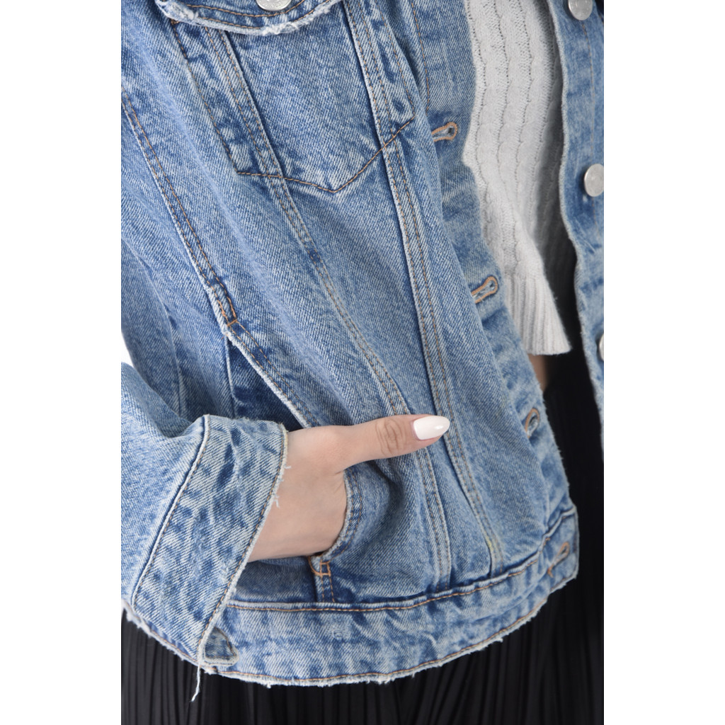 (S) 【金莎私服】zara丹寧牛仔質感棉質藍色外套二手衣, , large