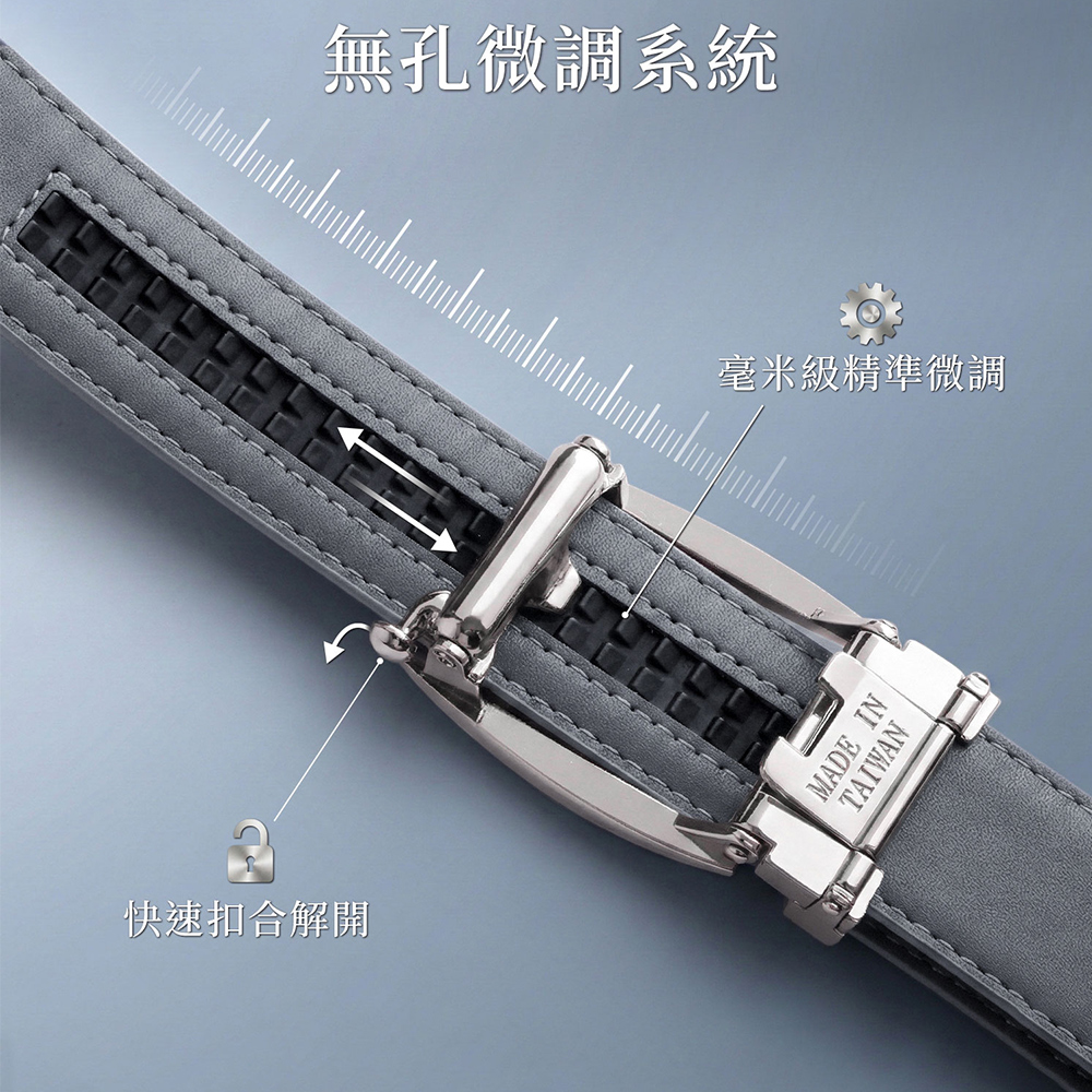 Green Golf 高爾夫自動扣皮帶 腰帶 真皮十字紋 台灣手工打磨帶扣 澳洲鋅合金, , large