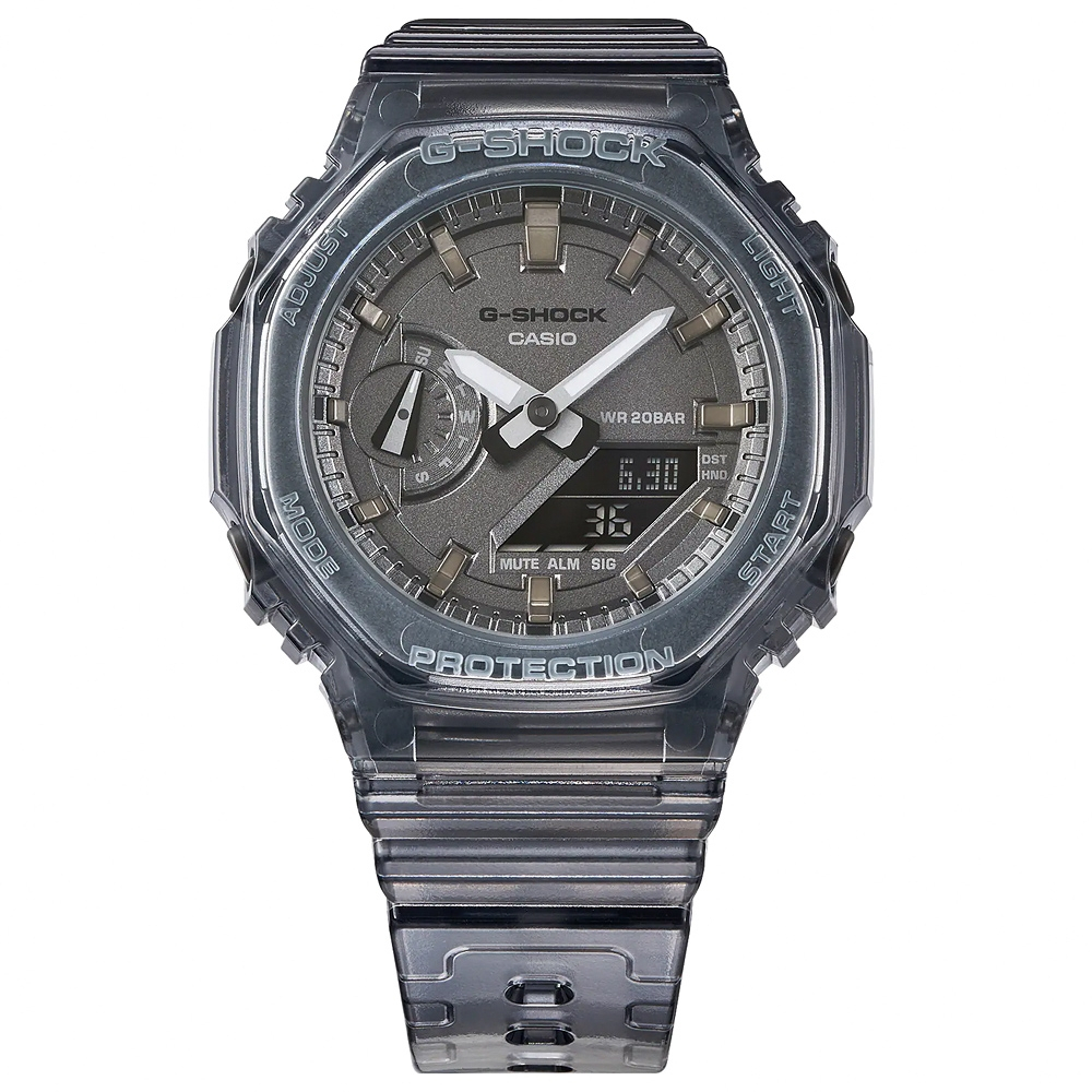 CASIO 卡西歐 G-SHOCK 八角 半透明雙顯手錶-透黑 GMA-S2100SK-1A, , large