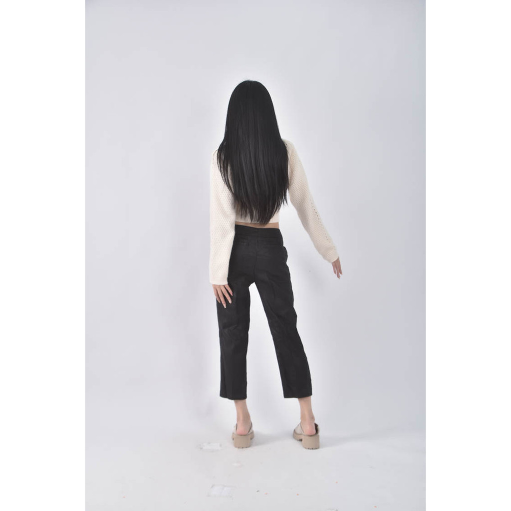 (L) red valentino亞麻純麻黑色長褲二手衣, , large