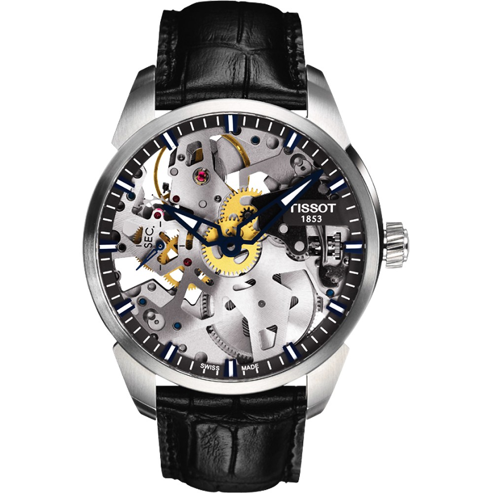 TISSOT T-Classic T-Complication 鏤空手動上鍊腕錶-43mm T0704051641100, , large