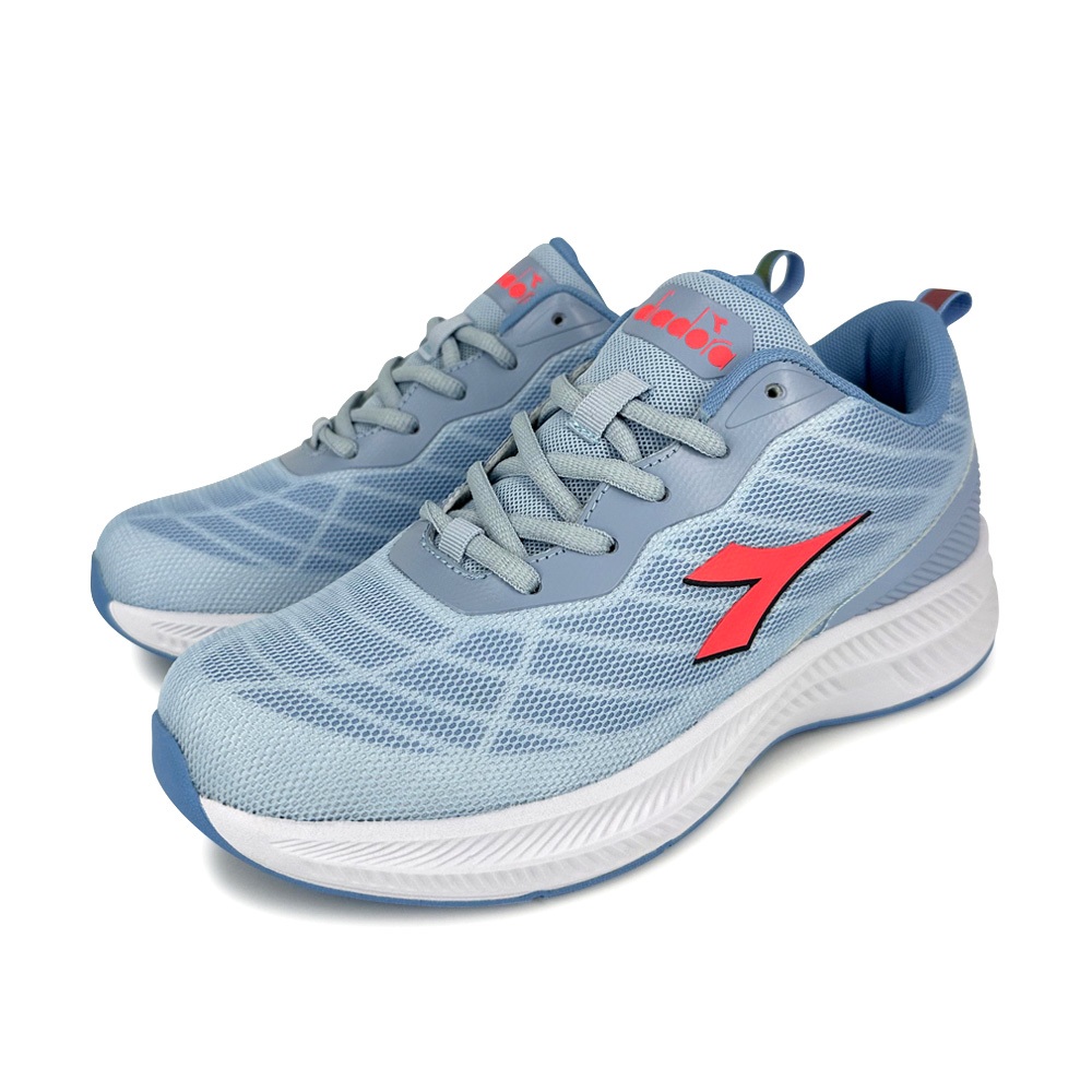 DIADORA迪亞多那 透氣慢跑女鞋 女運動鞋 慢跑鞋 時尚 散熱 透氣 康特杯 保護後跟 緩震 耐磨 止滑 灰藍 藍桔, , large