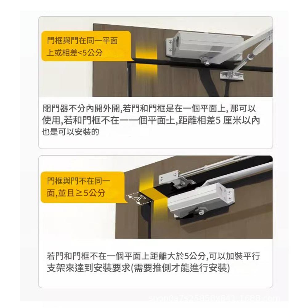 Large door closer - non-positioning - ultra-quiet buffer, , large