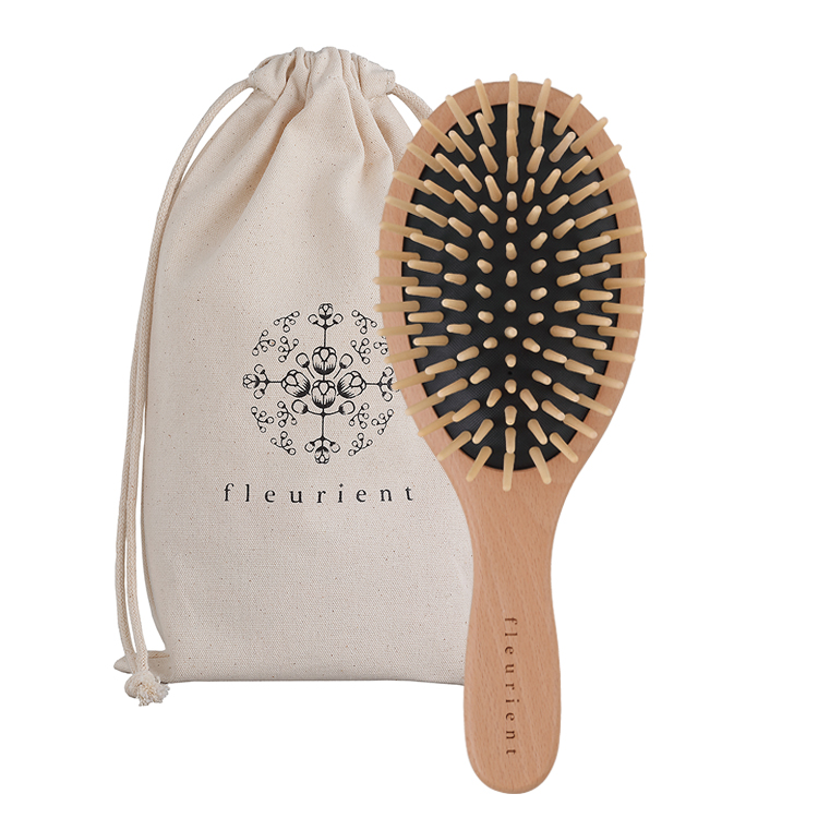 Fleurient Wooden Scalp Massage Hairbrush (with bag), , large