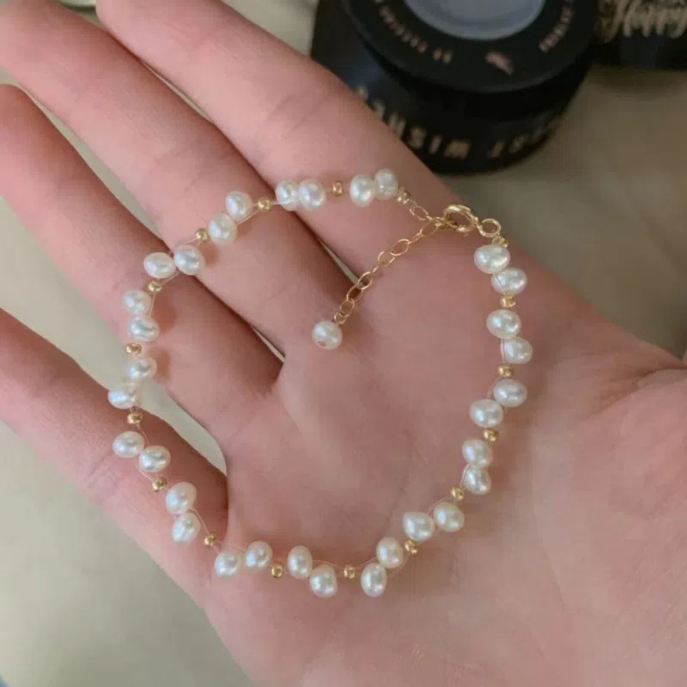 【A&R】輕奢華典雅天然珍珠14K金手鍊附精美禮盒, , large