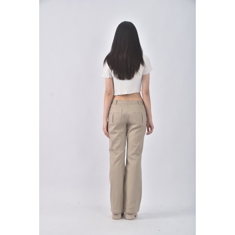 (XL) la chambre dine質感棉質杏色長褲二手衣, , large