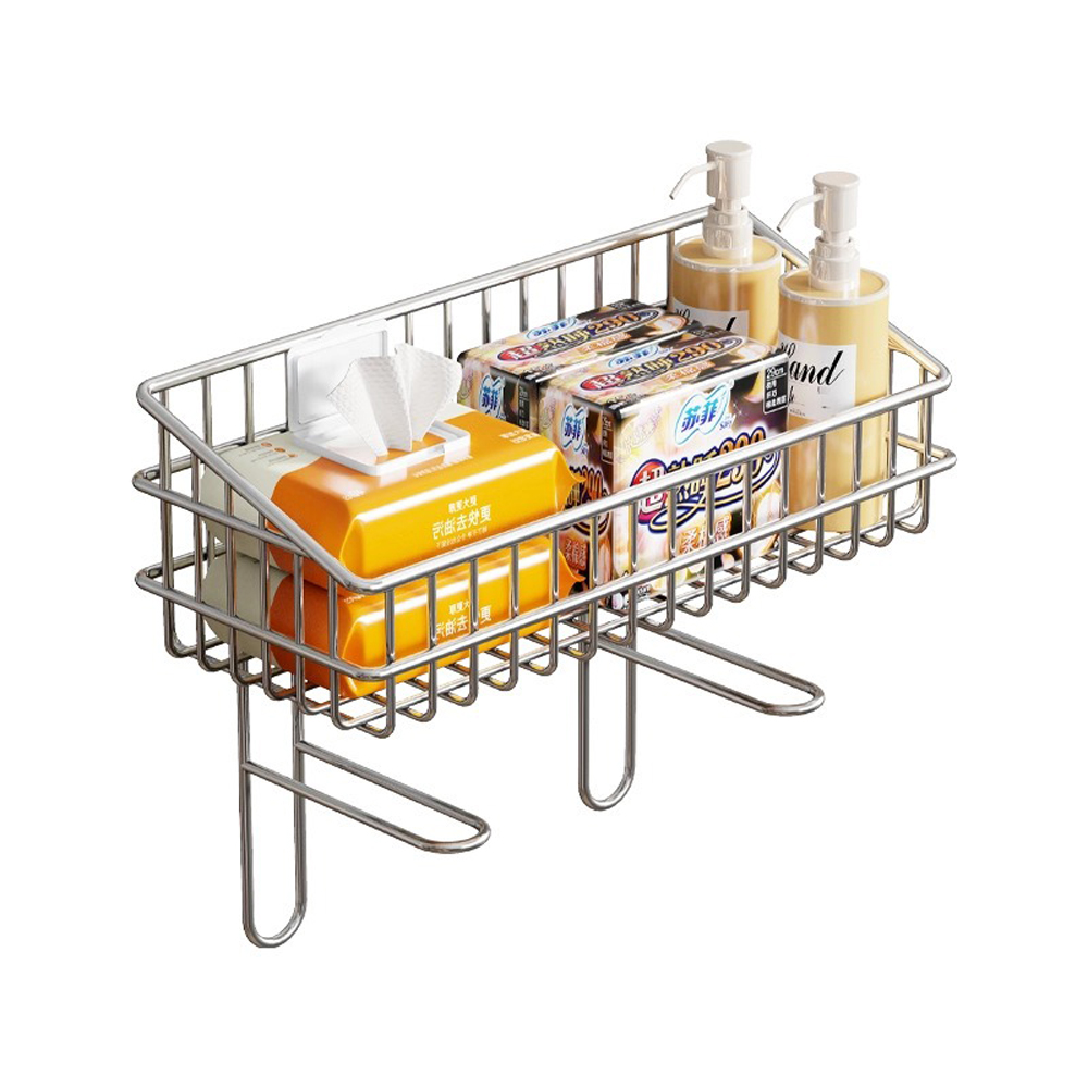 Single-layer, no-drill 304 stainless steel toilet top shelf with back clearance storage, bathroom wall-mounted storage rack., , large