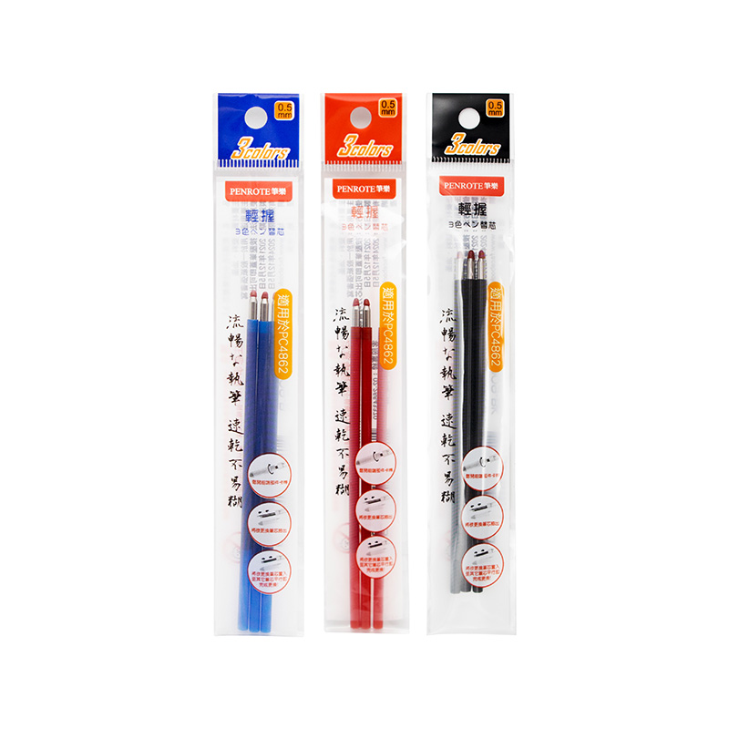 Light-Grip 3-Color Gel Pen Refills, 12pcs-Blue