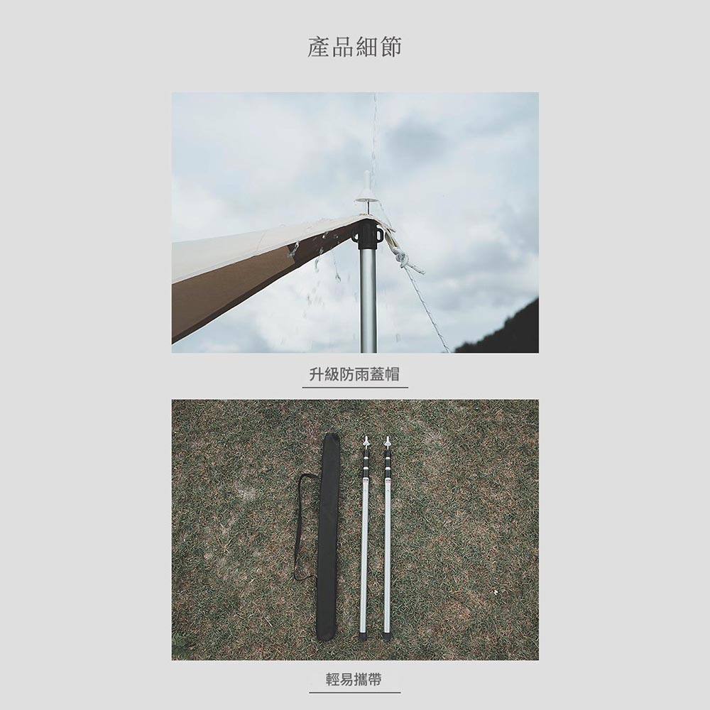 Canopy support poles 33mm 280cm 3m - Silver set (2 poles + bag), , large