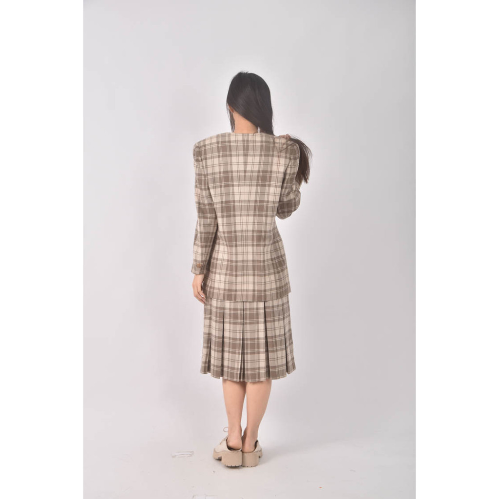 (S) diana小香風羊毛純羊毛杏色套裝二手衣, , large