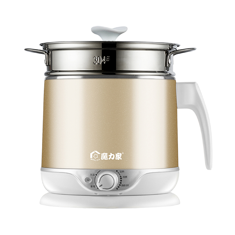 【MOLIJIA 魔力家】2.2L-即食行熱-多功能美食料理電火快煮鍋+M0819分離式蒸具三件套-香檳金, , large