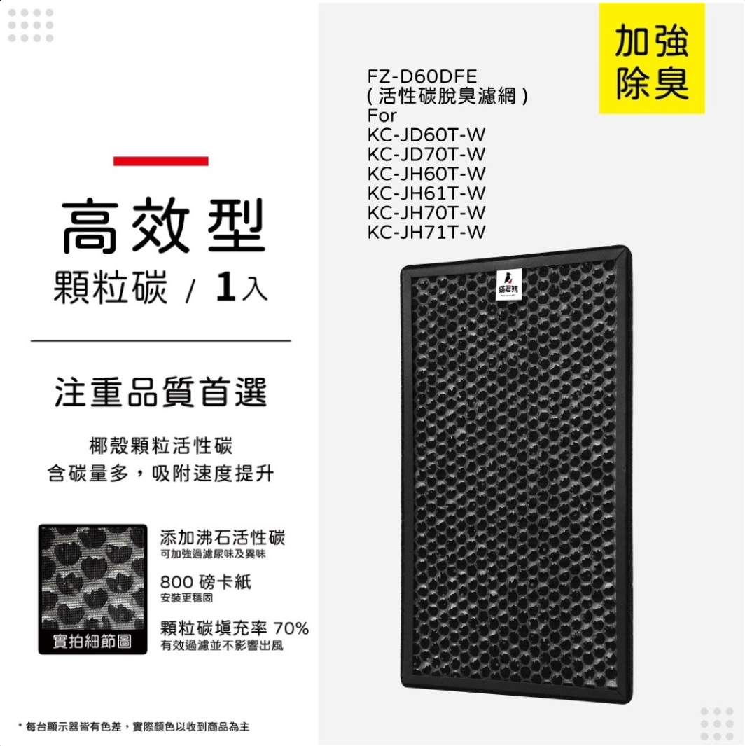 蟎著媽 適用 夏普 SHARP KC-JD60T-W KC-JD70T-W FZ-D60DFE FZ-D60HFE 空氣清淨機 濾網, , large