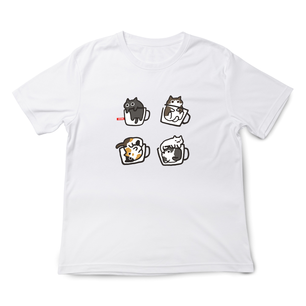 JZ TEE 貓咪杯子 印花短袖T恤, , large