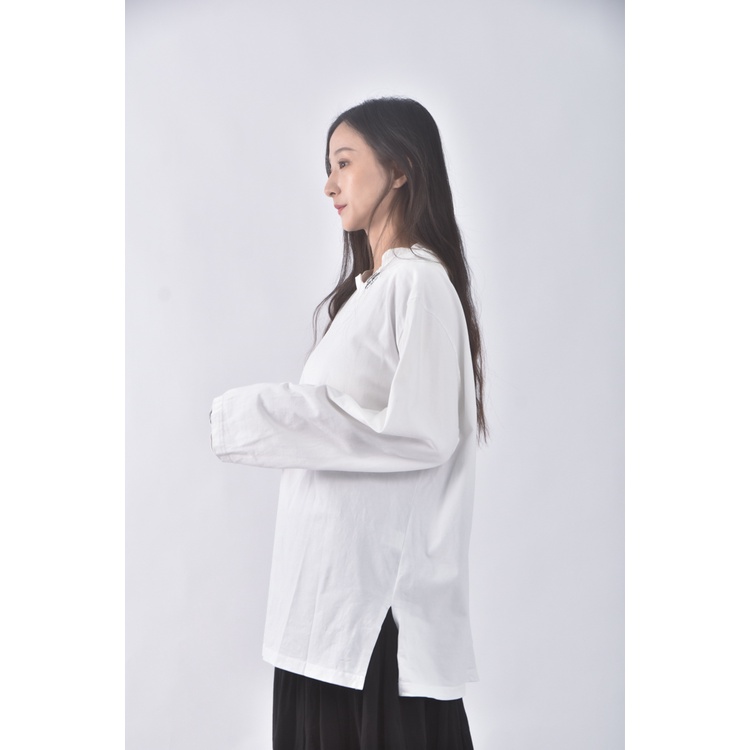 (XL) blackfriday質感棉質純棉白色長袖上衣二手衣, , large