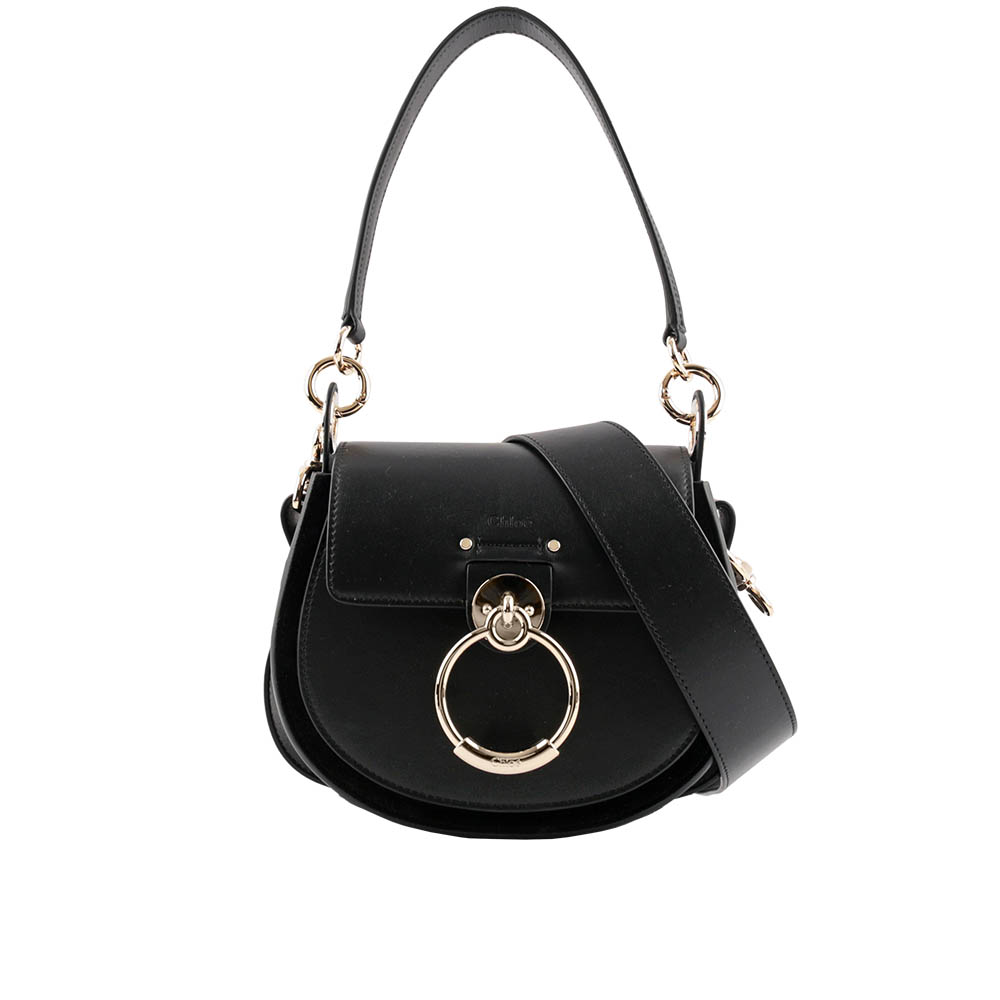 CHLOE' Tess Small Bag 小牛皮拼麂皮肩背/斜背二用包/黑色, , large