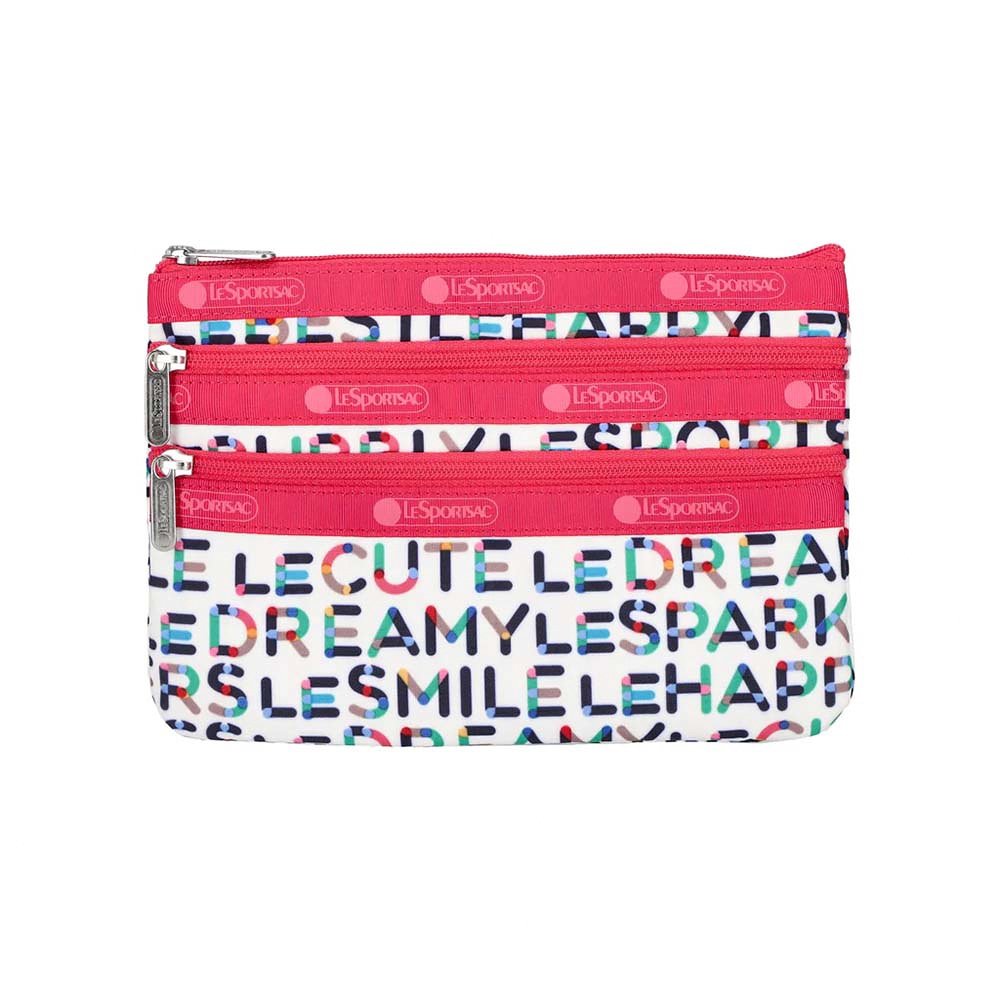 |快速出貨|Lesportsac 3-Zip Cosmetic 三層拉鍊收納化妝包/ 趣味字母, , large