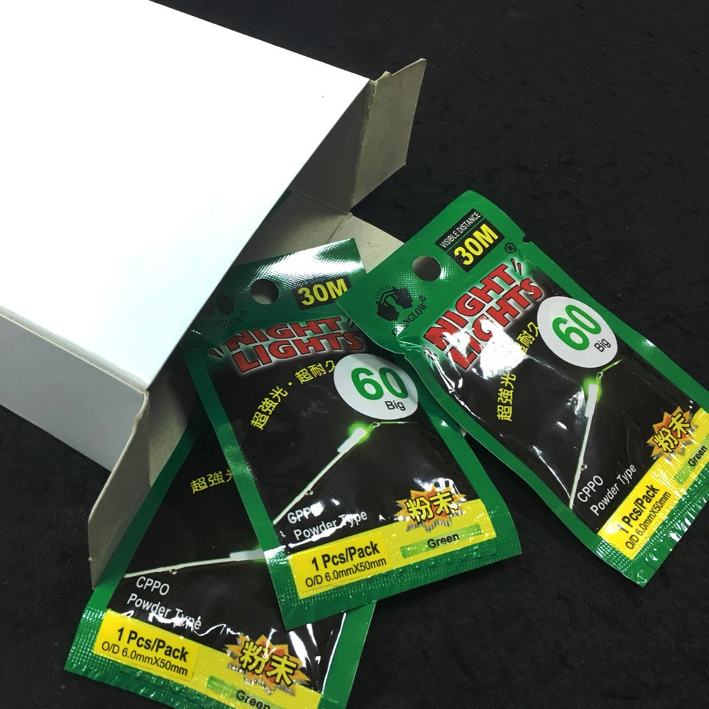 [冠岱]台灣製(60)50/ (45)37/ 25粉末螢光棒夜光棒 綠色  15包1盒 釣魚 漁具 浮標, , large