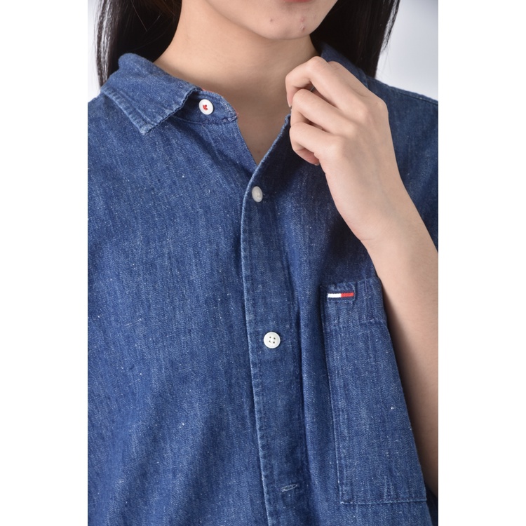 (XL) tommy hilfiger質感丹寧牛仔棉質純棉藍色短袖上衣二手衣, , large