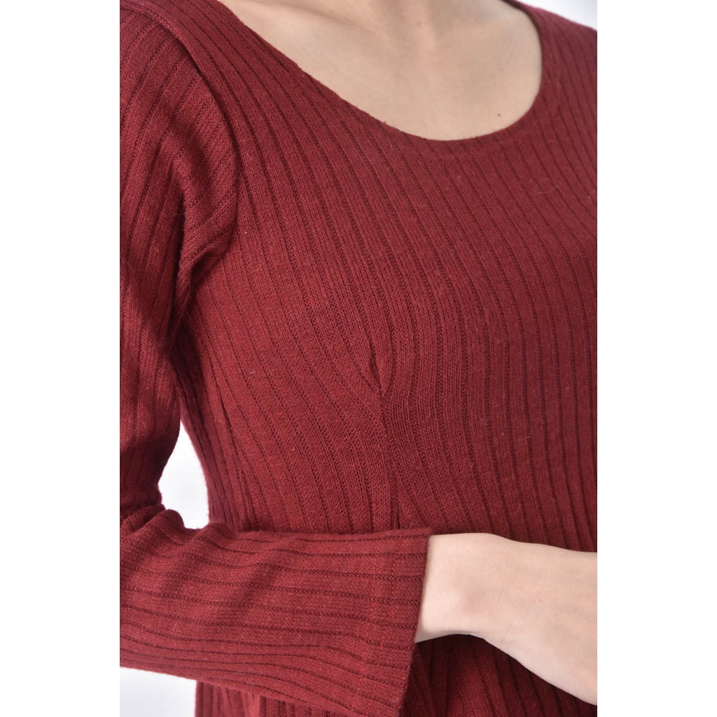 (S) 【又又私服】質感棉質坑紋紅色長袖上衣二手衣, , large