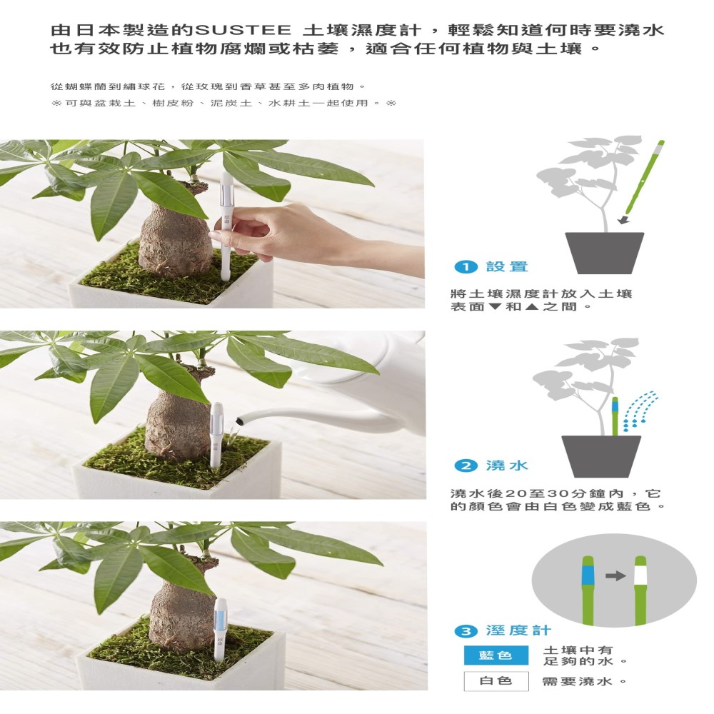 SUSTEE Soil Moisture Meter &ndash; Made in Japan (Smart Sensor, No Battery Required) Black &ndash; L, , large