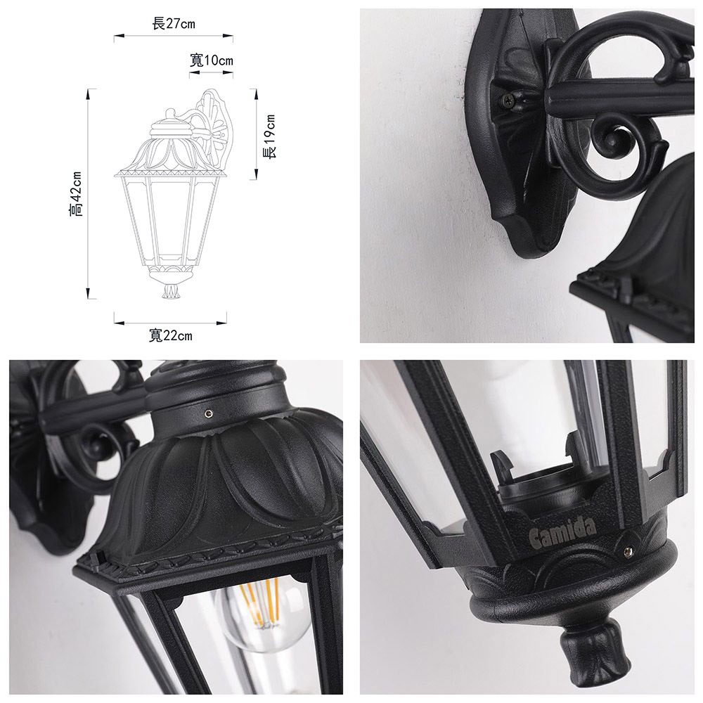 【卡米達】E27戶外庭園壁燈(CA1031WDBK), , large