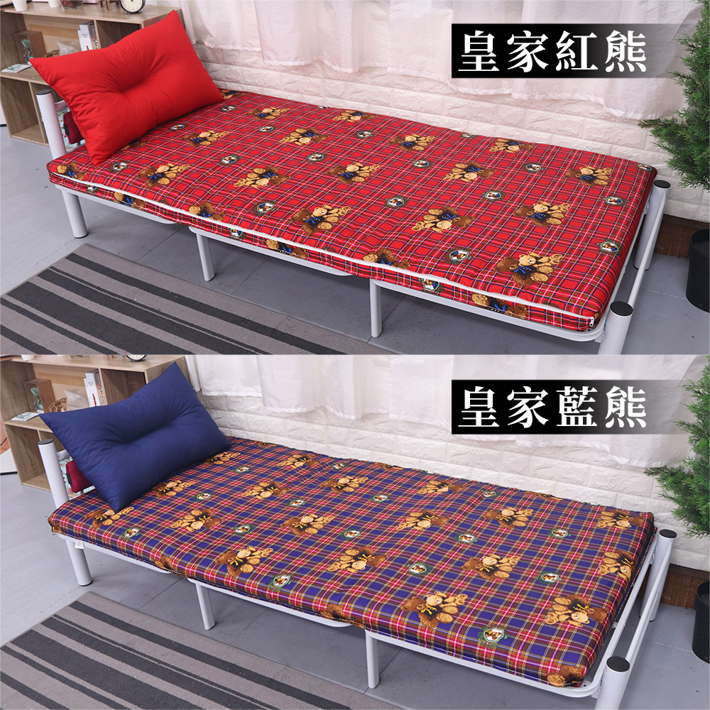 [台客嚴選] 英倫皇家熊竹面單人透氣床墊附枕-皇家紅熊 學生床墊 學生床墊 外宿床墊 台灣製, , large