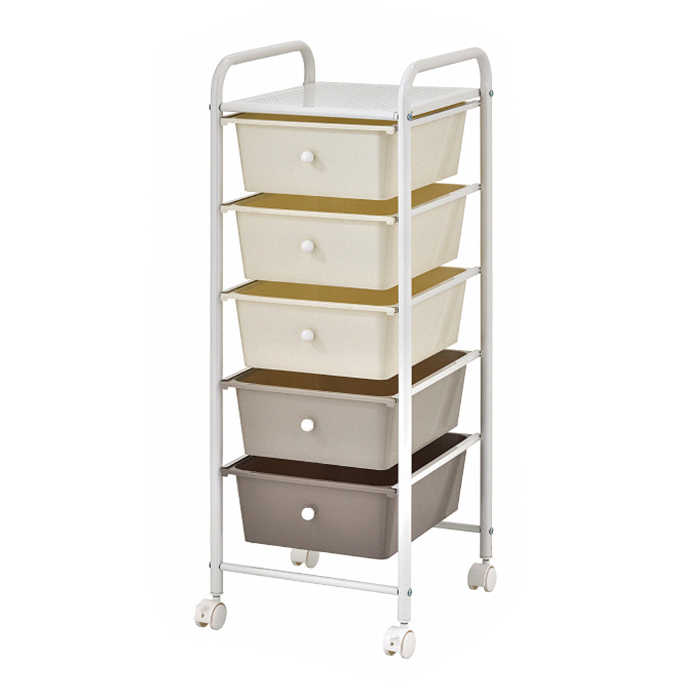 【H&R安室家】台製純五層收納抽屜車G205D, 奶茶色, large