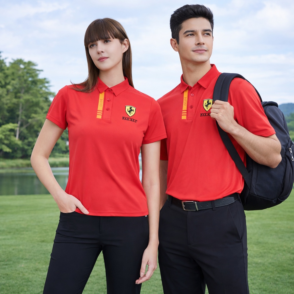 【FALALI】Short-sleeved cooling polo shirt - Women's (red) , , large