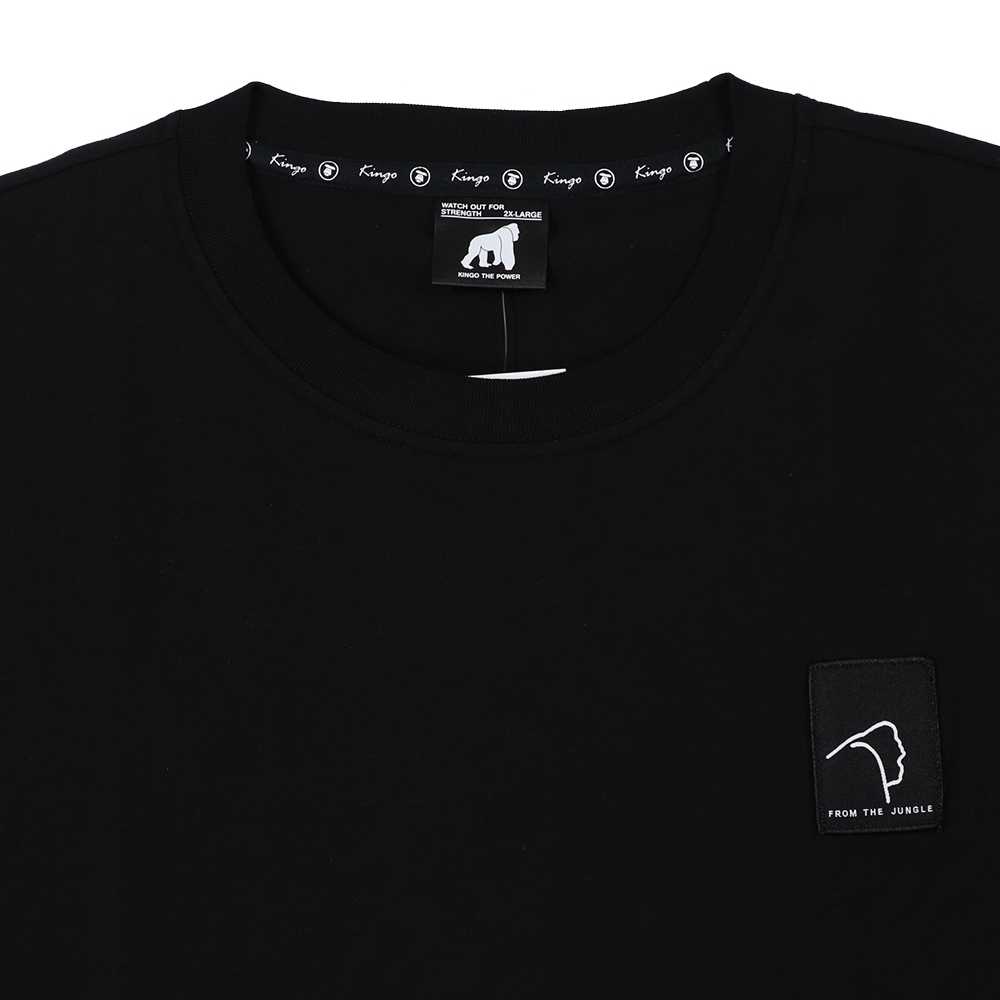 KINGO-超大尺碼-男款 圓領T恤-黑-415135, , large